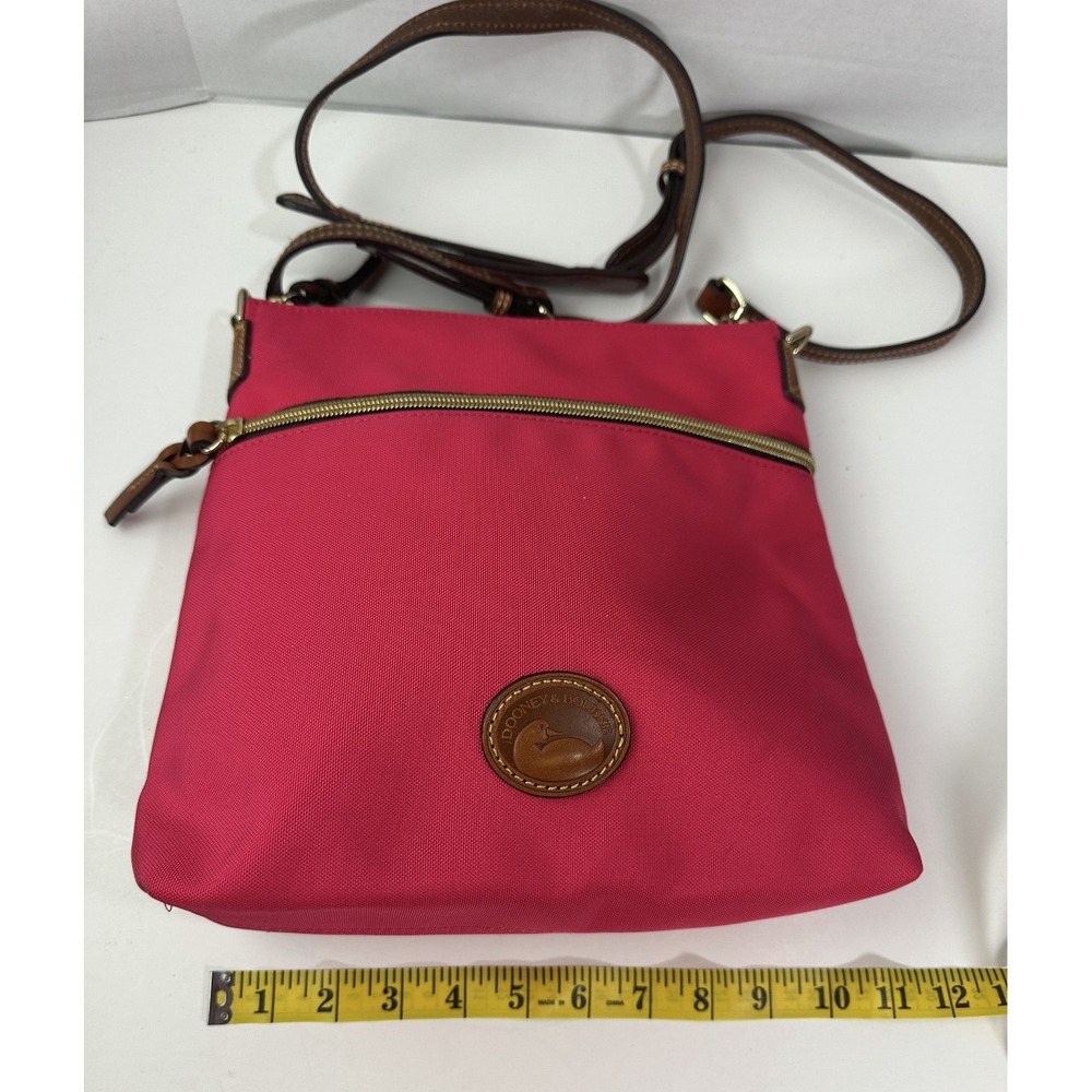 Dooney & Bourke Nylon Zip Crossbody Shoulder Bag Fuchsia Pink Leather Purse - Picture 10 of 15